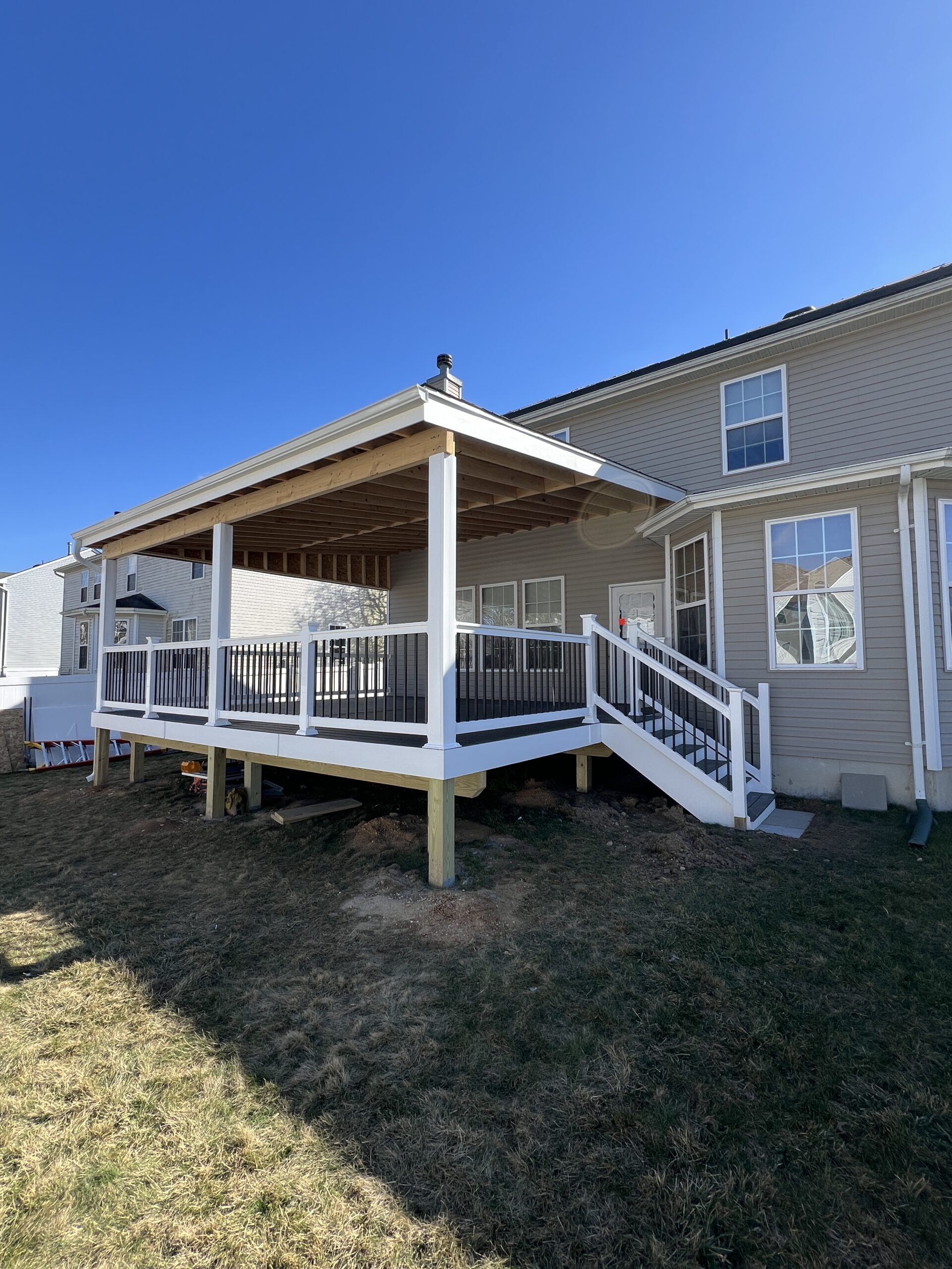 A Porch Deck With a Sturdy Railing